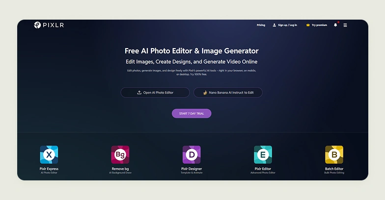 Home page of Pixlr