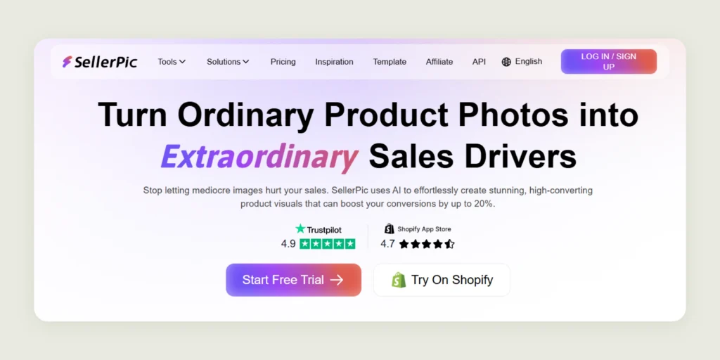 Home page of SellerPic