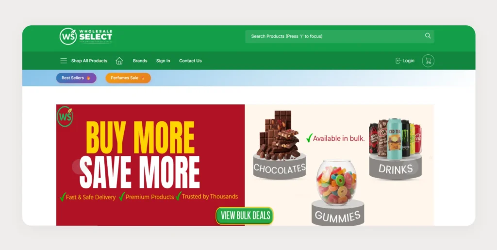 Home page of Wholesale Select