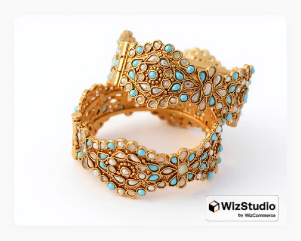A jewelry photo enhanced using WizStudio lighting and reflection effect A jewelry photo enhanced using WizStudio lighting and reflection effect