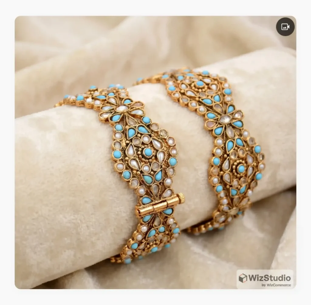 A pair of bangles placed around a bangle holder A pair of bangles placed around a bangle holder