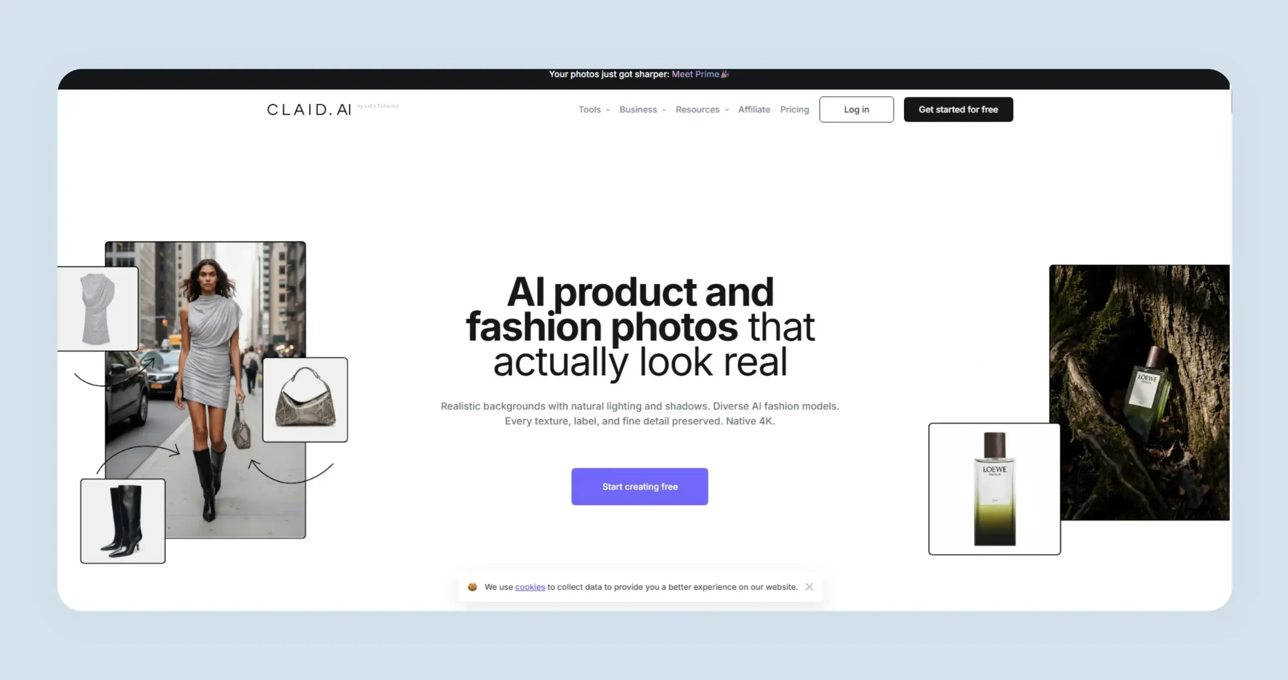 Home page of Claid AI