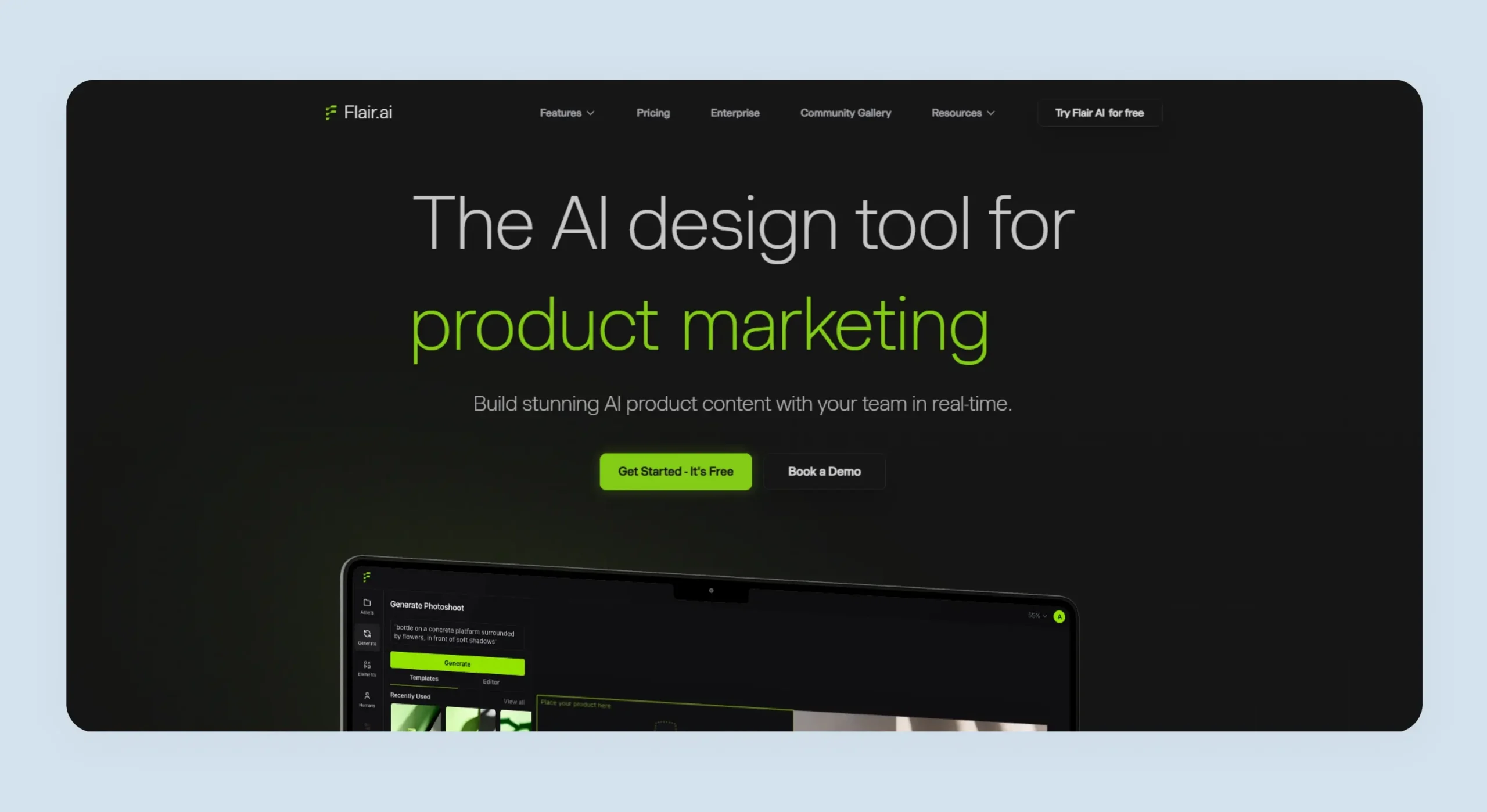 Home page of Flair AI