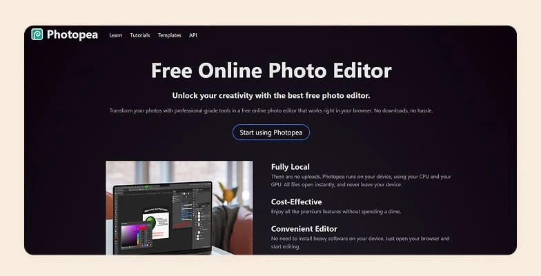Home page of Photopea