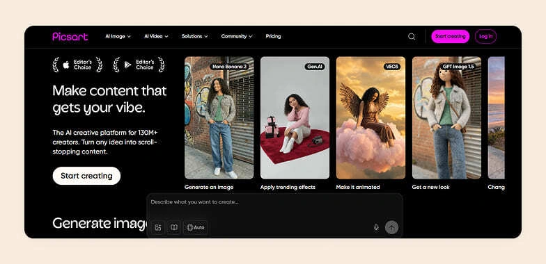 Home page of Picsart