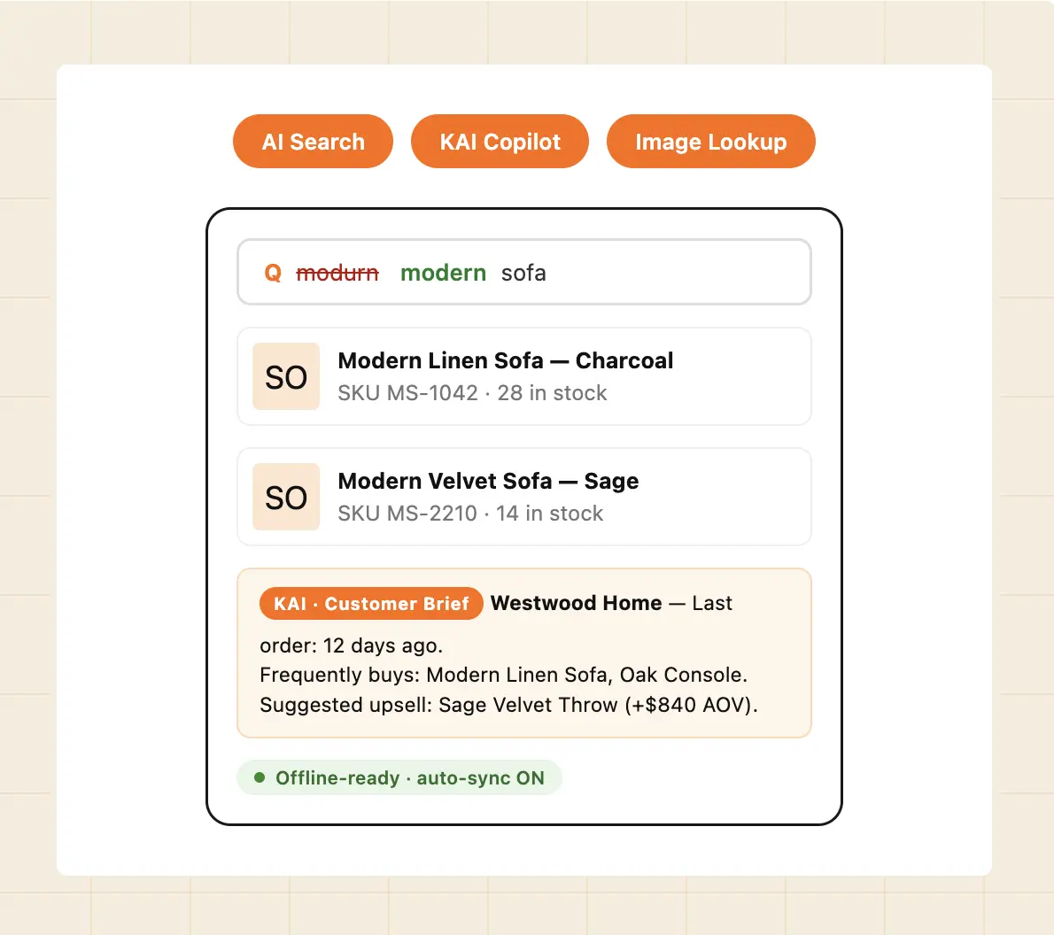 WizOrder AI search and KAI Sales Copilot