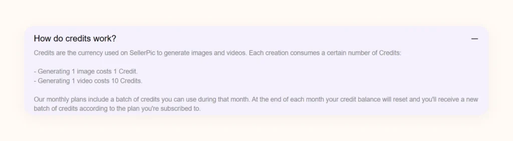 SellerPic’s credit system explained