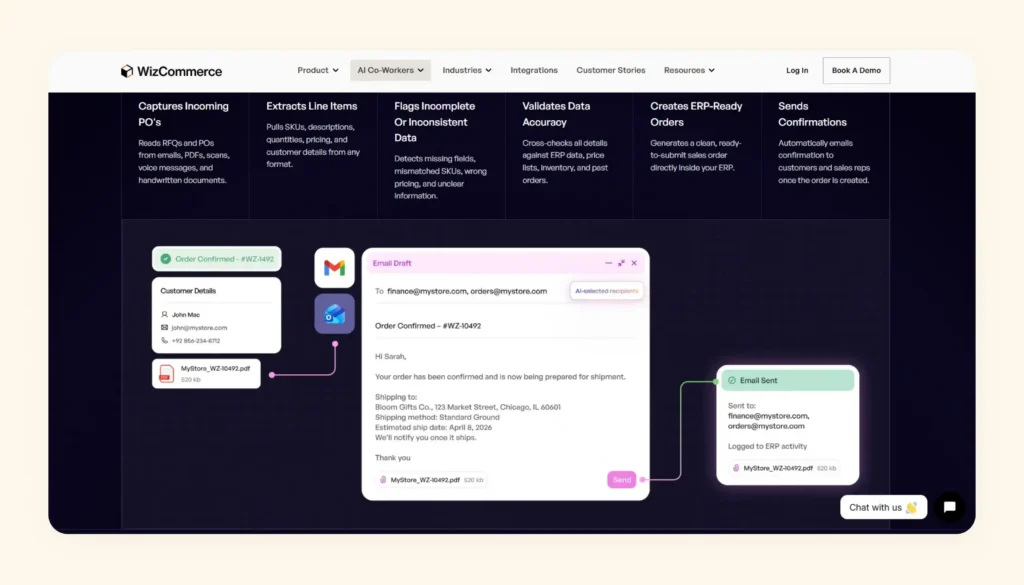 WizCommerce’s AI order entry automation WizCommerce’s AI order entry automation