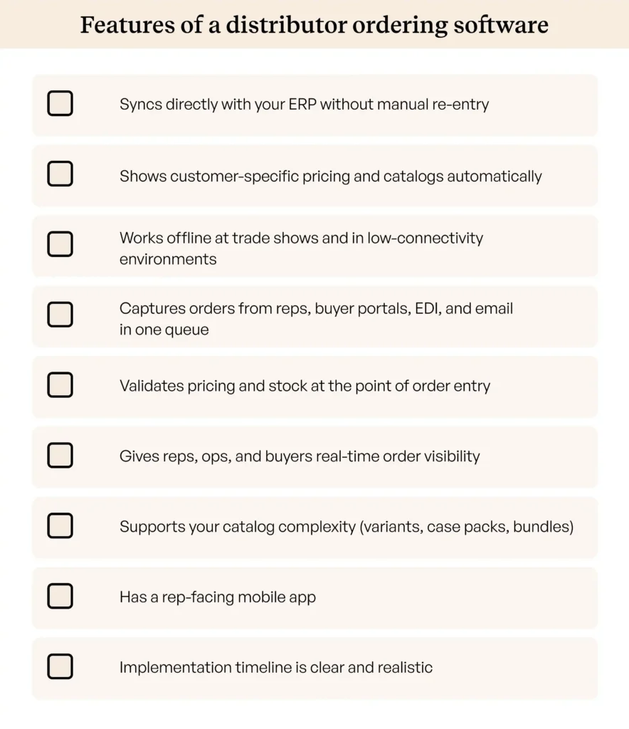 Features to look for in distributor ordering software