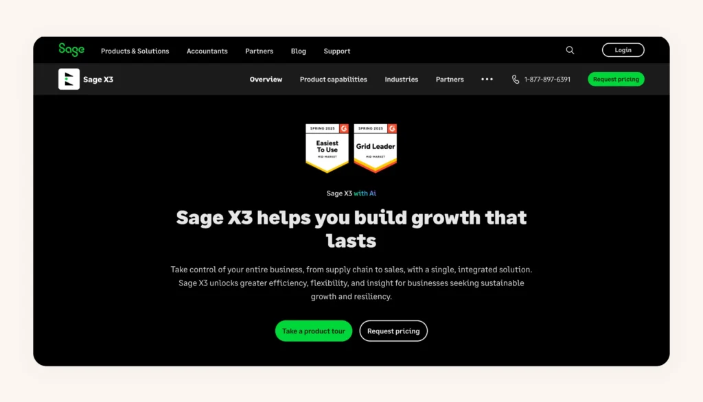 Sage X3 homepage