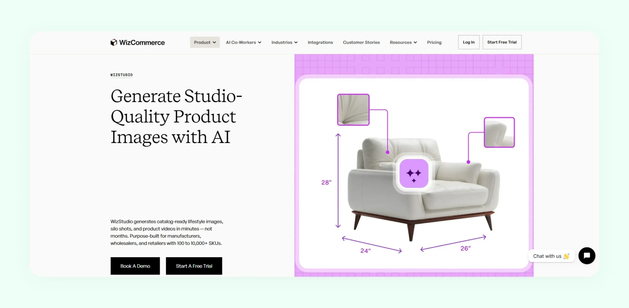 WizStudio AI product image generator homepage WizStudio AI product image generator homepage