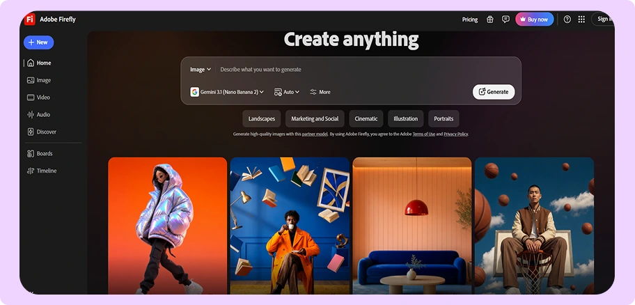 Adobe Firefly Homepage