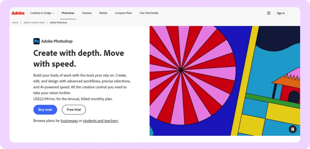 Adobe Photoshop Webpage