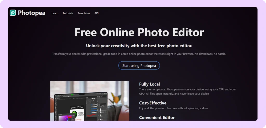 Photopea webpage