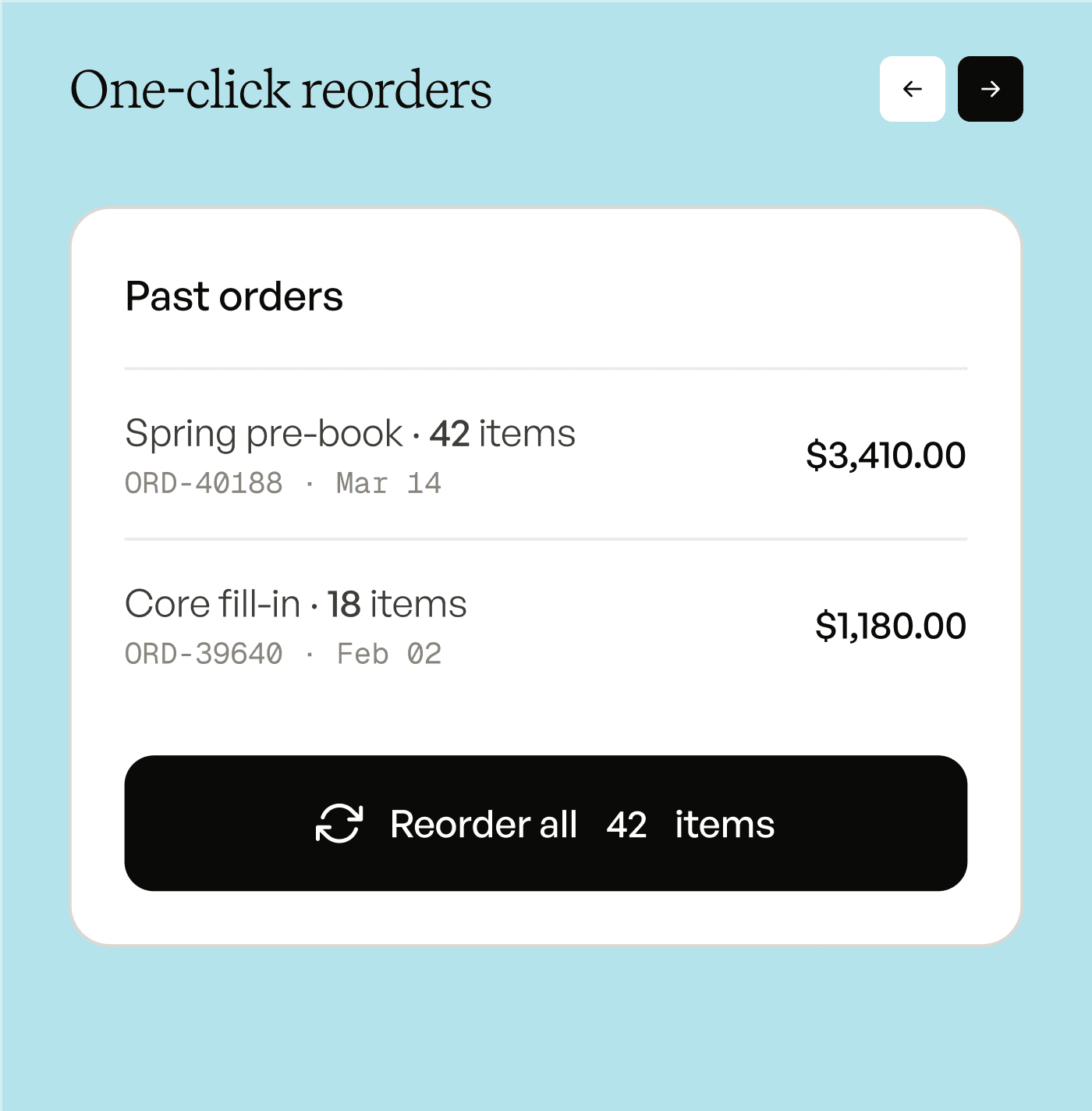 one click reorders